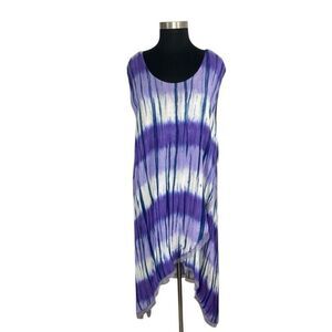 Modesce 3X Purple Tie-Dye Dress ALTERED Boho Hippie Festival Art to Wear Fits 4X